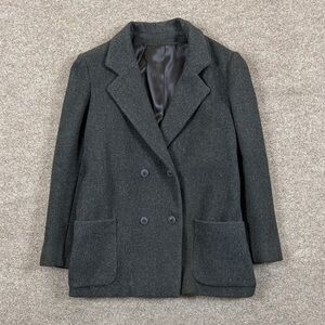 Vintage Grey Wool Double Breasted Short Pea Coat Women’s 14 Preppy Jacket USA